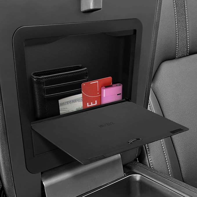 Center Console Hidden Box Organizer Compatible with Honda 2023-2025 2026 Pilot ＆ 2024-2026 Ridgeline ＆ 2024-2026 Passport Accessories Black ABS Plastic Material Secret Compartment