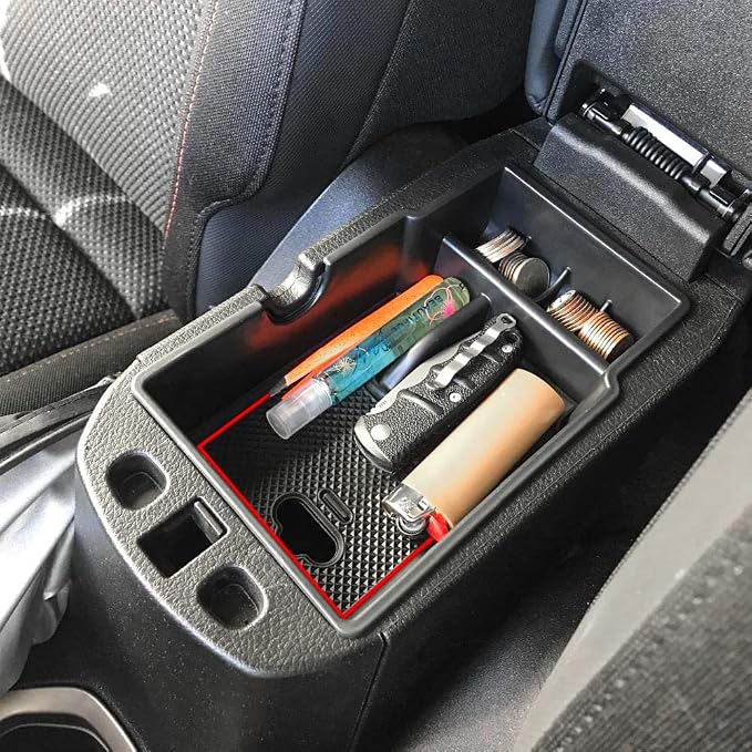 EDBETOS Center Console Organizer Tray Compatible with Jeep Renegade Accessories 2015-2019 2020 2021 2022 2023 Armrest Glove Box Secondary Storage (Red Line)