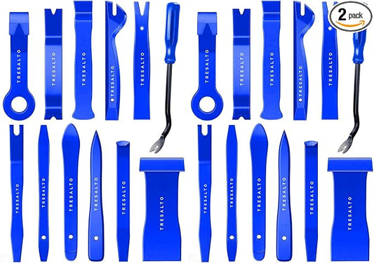 Auto Trim Removal Tool Set - 12pcs (No Scratch Plastic Pry Kit) - Auto Trim Car Tools, Easy Door Panel Removal Tool for Fastener, Clip, Molding, Dashboards, Interior Tools (Pack of 2)