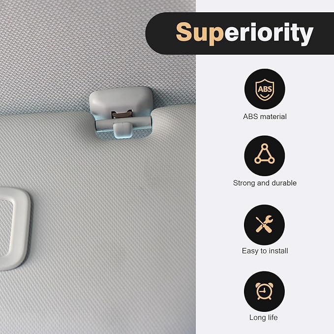 2 PCS Interior Sun Visor Clip Hook Bracket, Anti Vibration Sun Visor Bracket Holder, #3B0857561B Sun Visor Support Clip Retainer Replacement for VW Golf Passat Beetle Polo Jetta Skoda (Beige)