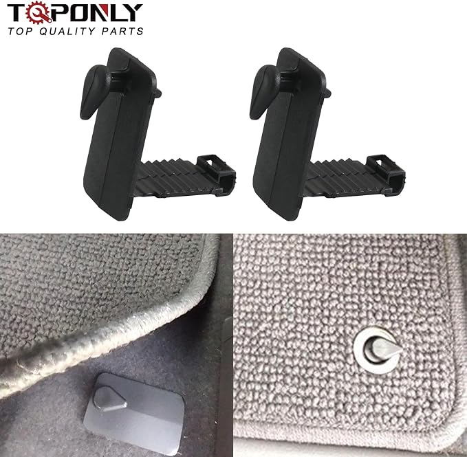 Floor Mat Retainer Clips (2 Pcs) | Compatible with Ford Dodge Ram Lincoln Chrysler Jeep Mercury and More Vehicles Carpet Fixing Clip Hooks | Replacement 45186 1W6Z-76130A83-AA 68079236AA