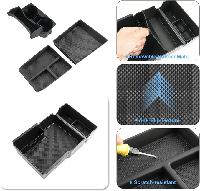 (3Pack) Coleya 2025 2026 Terrain Center Console Organizer (Cup Holder+Lower Console Tray+Armrest Tray)(Elevation/Denali/AT4), Durable ABS Plastic&Anti-Slip Console Tray Insert 2025 Terrain Accessories