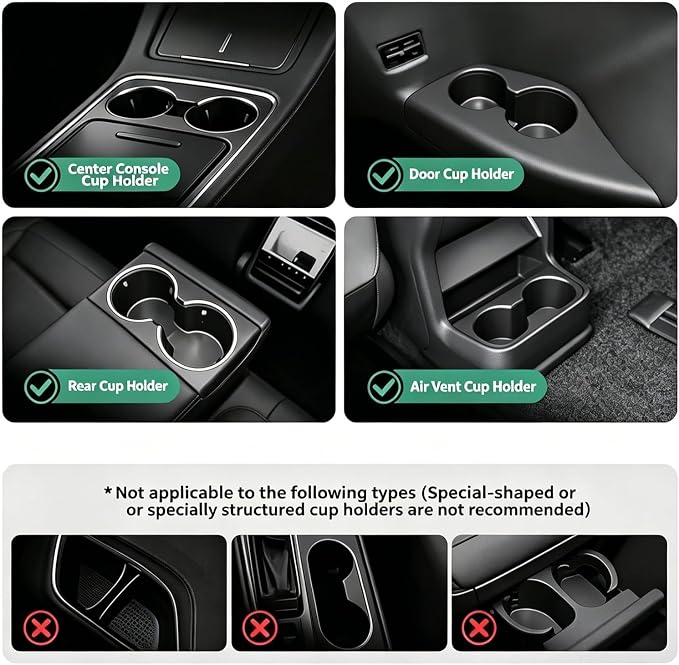 SYDSZ Car Cup Holder Tray, Center Console Mount Car Food Tray Table for Eating, 11 LBS Load Capacity Cup Holder Expander, Universal Car Tray for Drinks, Meals, Laptop, Fits Most Vehicles