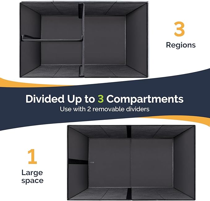 MIU COLOR Car Trunk Organizer, Foldable Car Organizer, 12 Pockets with Non-Slip Bottom, Collapsible 2 Compartments Car Storage Organizer for Grocery/Suv/Jeep/Sedan/Van, Dark Gray