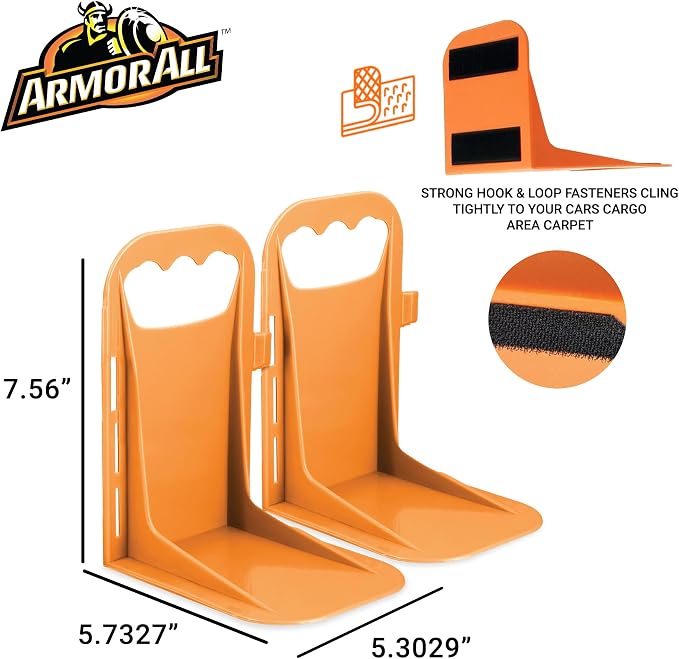 Armor All Trunk Cargo Blocks, Cargo Dividers, Trunk Dividers, Hook & Loop Trunk Organizer Blocks to Hold Cargo in Place, Cargo Containment System for Cars, Trucks, SUVs, Vans, 2 Pieces