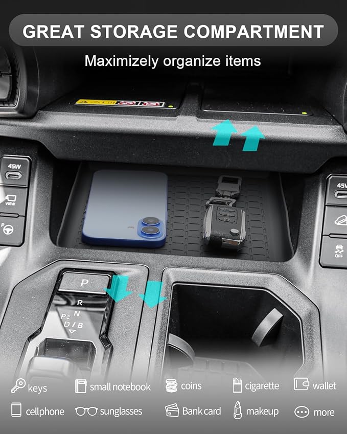 CDEFG for 2026 Toyota RAV4 Center Console Organizer for 2026 Toyota RAV4 Accessories Middle Console Organizer Storage Box (for Front Side of Gear-Shift)