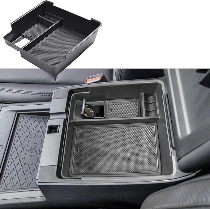 EDBETOS Center Console Organizer Tray Compatible with Nissan Frontier 2022 2023 2024 2025 2026 Pickup Truck Accessories Interior Secondary Armrest Storage Box Insert Tray, USB Cable Hole