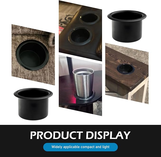 2PCS Car Cup Holder Insert, Recessed Drop in Metal Cup Drink Can Holder, Large Capacity Cup Holder Replacement Accessories, Universal for RV Boat Car Couch Golf Cart (Black)