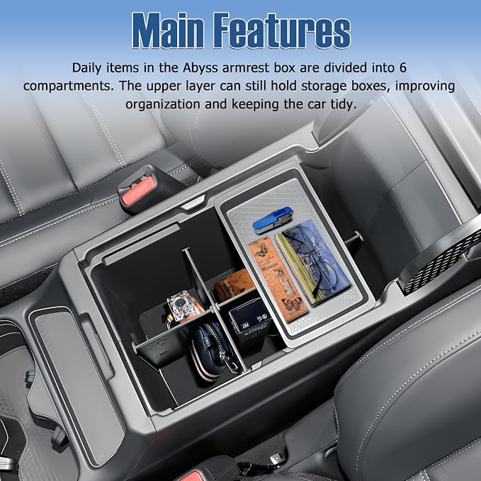 EDBETOS Center Console Divider Organizer Compatible with 2023 2024 2025 2026 Honda CRV Accessories LX/EX/EX-L/Sport Hybrid/Sport Touring Hybrid Armrest Secondary Insert Storage, Can Used w/Upper Tray