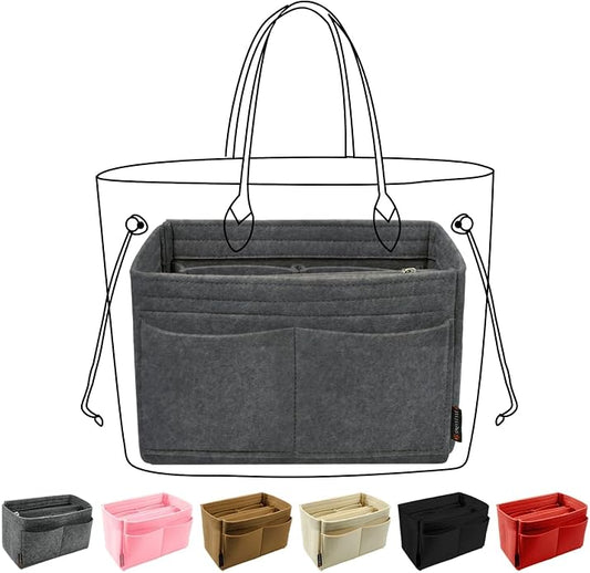 OMYSTYLE Purse Organizer Insert, Felt Tote Bag Organizer Insert with 5 Sizes, Handbag Dividers for Inside Purse, Compatible with Longchamp, Neverful, Speedy and More