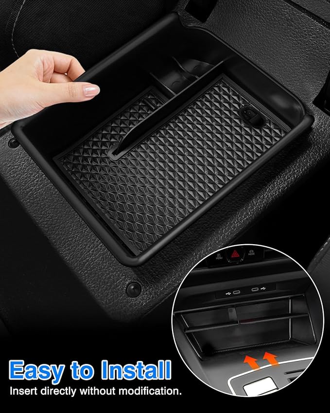 Karltys 2PCS Center Console Organizer Tray for 2022-2026 VW Volkswagen Golf GTI R MK8 Accessories Middle Console Tray Armrest Storage Box with Non-Slip Silicone Mat