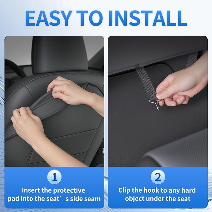 Seat Back Protector for Tesla Model Y Juniper/3/X/S Accessories Leather Kick Mats Protectors with Dual Layer Organizer Pockets for Drivers Scratchproof Waterproof Backseat Cover, Set of 2