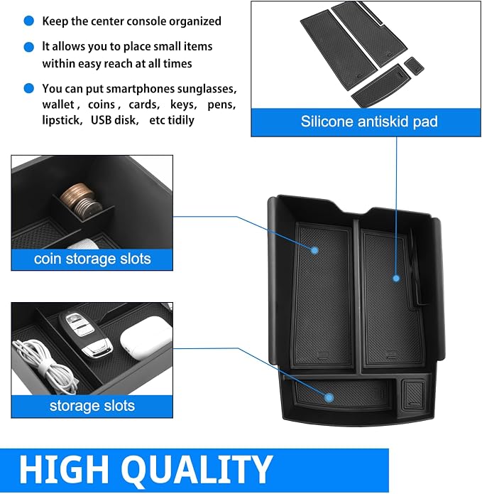SHAOHAO for 2026 Volkswagen Atlas Center Console Organizer Fit for 2024 2025 2026 Volkswagen Atlas & Atlas Cross Sport Accessories (SE/SE with Tech/SEL/SEL R-Line/SEL Premium R-Line) Storage Box Tray
