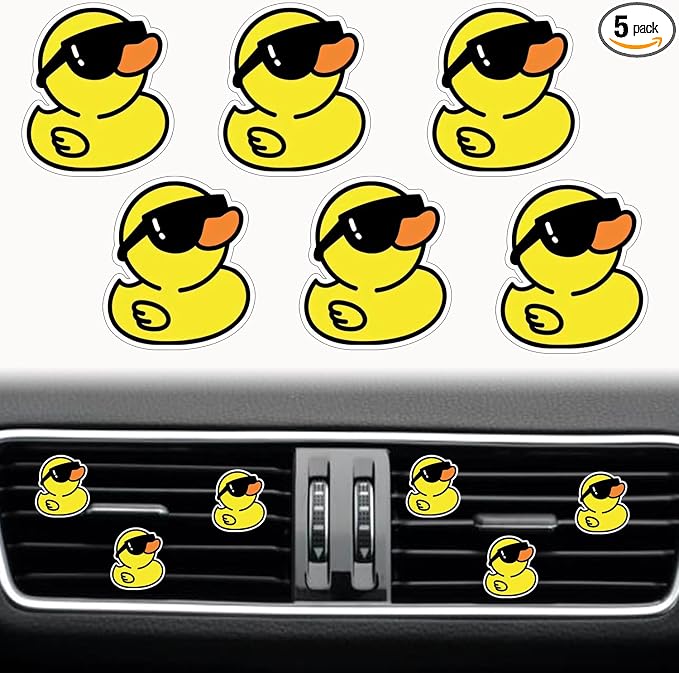 6 Pcs Rubber Duck Ducky Air Vent Clips - Yellow Duck Air Fresheners, Vent Clips, Funny Car Decor, Cute Car Accessories