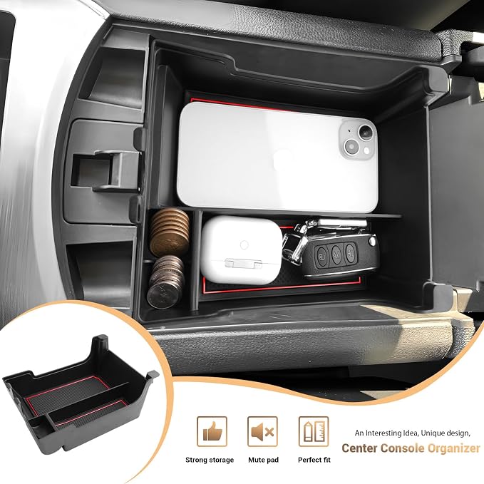 for 2024 Ford Edge Center Console Organizer Tray for 2021-2024 Edge SE/SEL/ST-Line/Titanium/ST Middle Console Organizer Center Console Storage Tray for 2024 Ford Edge SEL Accessories(Red)