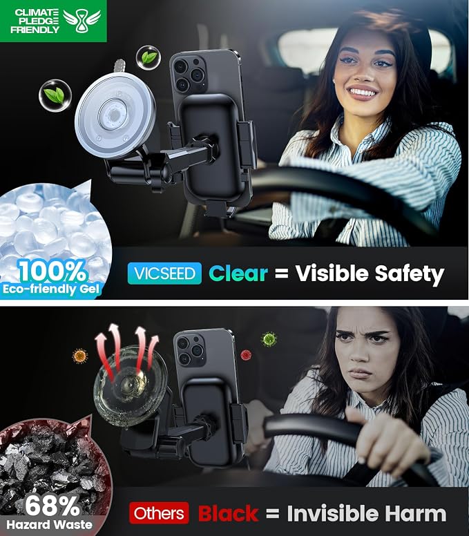 VICSEED [No.1 Powerful Suction] [Rally Racing-Grade Stability] Phone Holders for Your Car 2026 Upgraded Car Phone Holder Mount Truck Stand for Dashboard Windshield Vent for iPhone Samsung All Phones