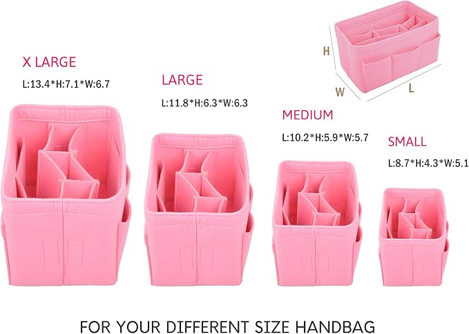 Vercord Felt Purse Organizer Handbag Insert Liner Shaper Bag in Bags for Speedy Neverfull Tote Pink Xlarge
