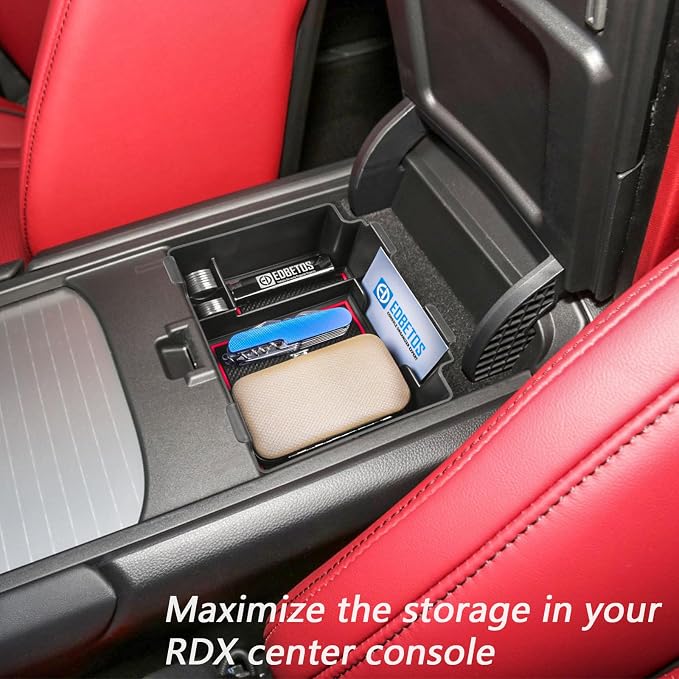 EDBETOS Center Console Organizer Tray Compatible with Acura RDX Accessories 2019-2022 2023 2024 Interior Secondary Armrest Storage Box, ABS Material Insert Tray, Red Trim