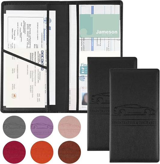 JUSTTOP 2Pack Car Registration and Insurance Holder,Car Document Holder for Cards License with Magnetic Shut,Vehicle Glove Box Car Organizer for Documents, Cards, License(Black)