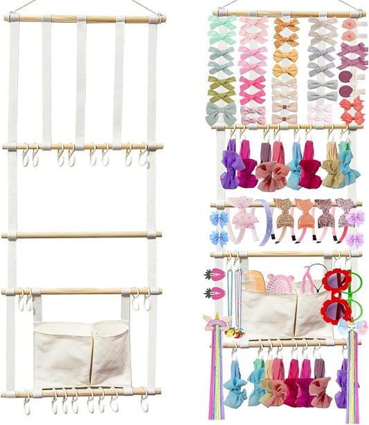 Headband Holder Hair Bows Organizer for Girls, Baby Headbands Hair Accessories Organizer Storage Wall Hanging Decor for Toddler Girls Room