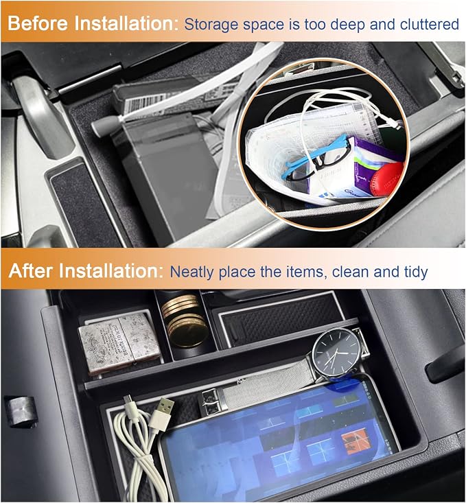 2022 2023 Tucson NX4 Center Console Organizer Compatible with 2022 2023 Santa Cruz Pickup Truck Console Tray, 2022 2023 Tucson NX4 Santa Cruz Armrest Box Insert Tray Accessories (White Mats)