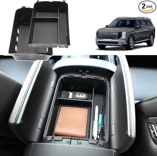 Double Layer-2026 Palisade Center Console Organizer for Hyundai Palisade (Calligraphy) (Only fit 7-Seater with Dual-Opening Center Console), Durable ABS Plastic Tray 2026 Palisade Accessories