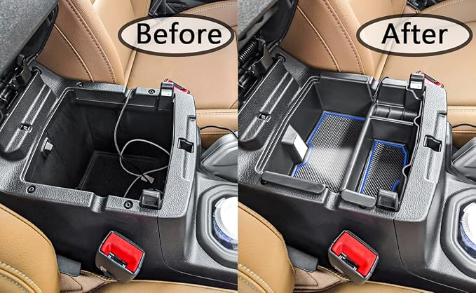 Center Console Organizer Compatible with Jeep Wrangler JL & JLU 2018 2019-2024 2025 2026 Accessories, Gladiator JT Truck 2020 2021 2022 2023-2026 Insert Tray Armrest Storage Box, Blue