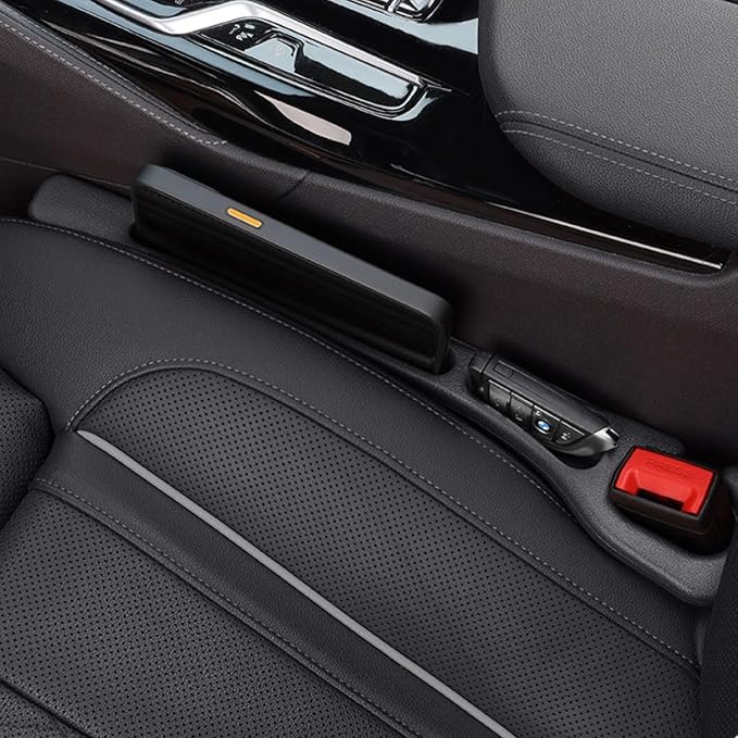 Car Seat Gap Filler 2 Pack, Anti-Drop Seat Gap Plug Blocker with Storage, Universal Car Seat Gap Organizer Stops Items from Falling, Fits Cars, SUVs, Trucks, Car Interior Accessories (black)