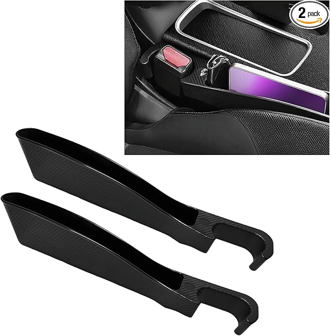 2 PCS Car Seat Gap Filler, Multifunctional Auto Side Seat Crevice Filler with Charging Hole, Car Gap Blocker Storage Box Inserts Between Seat & Console for Key Phone Card