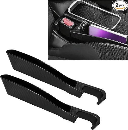 2 PCS Car Seat Gap Filler, Multifunctional Auto Side Seat Crevice Filler with Charging Hole, Car Gap Blocker Storage Box Inserts Between Seat & Console for Key Phone Card