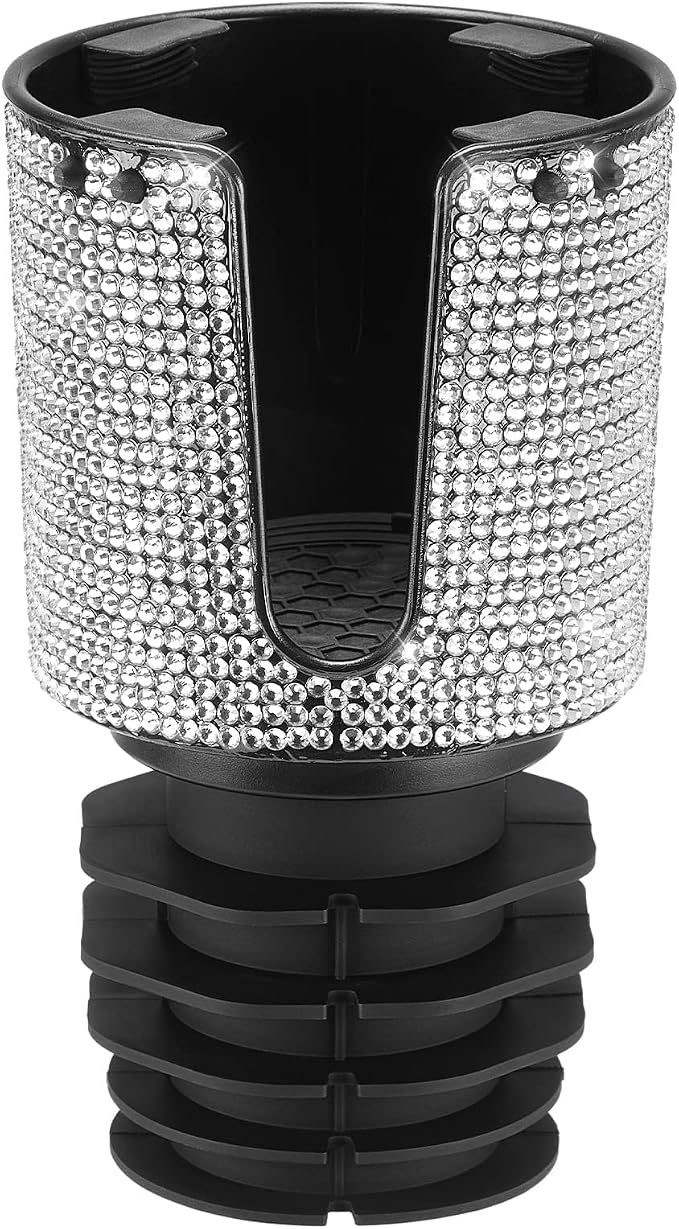 JOYTUTUS Upgraded Car Cup Holder Expander with Offset Base, Fit for YETI, Hydro Flask, Large Cup Holder Expander for Car Hold 18-40 oz Bottles and Mugs, Other Bottles in 3.4"-3.8"(Bling)