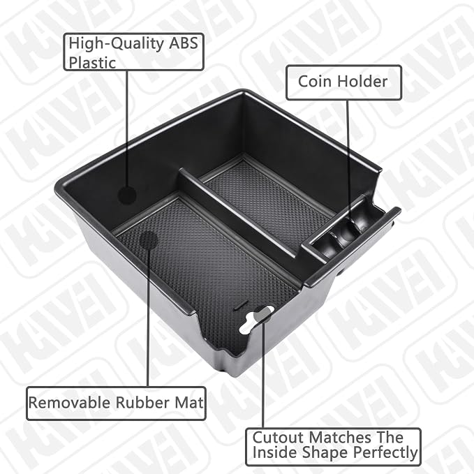HGWEI Center Console Organizer Compatible with Ford Ranger 2019 2020 2021 2022 2023 XL XLT Lariat Accessories, Armrest Storage Box Secondary Insert Tray, Black