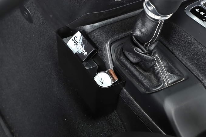 YOCTM Gear Shifter Console Side Storage Box Compatible with 2018-2025 Jeep Wrangler JL JLU Rubicon Sport Sahara Gladiator JT Shifter Side Tray Interior Accessories Black Fits 4Door