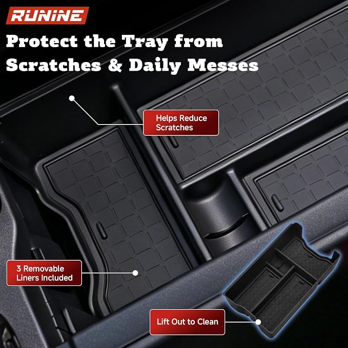 Center Console Organizer Tray for 2026 Toyota RAV4, 2026 RAV4 Accessories Armrest Storage Box Insert Tray, 6th Gen Interior Accessories Custom Fit Organizer with 3 Silicone Non-Slip Mats
