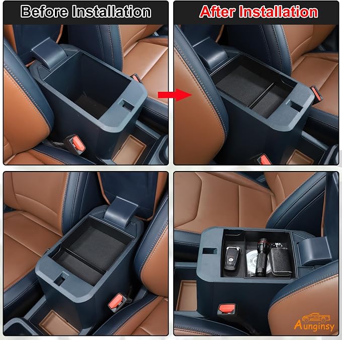 Aunginsy Car Armrest Box Storage Box Compatible with Ford Maverick 2022-2025 2026, Truck Center Console Organizer Tray Armrest Storage Accessory Container Storage Box With Mat ABS Interior Accessories