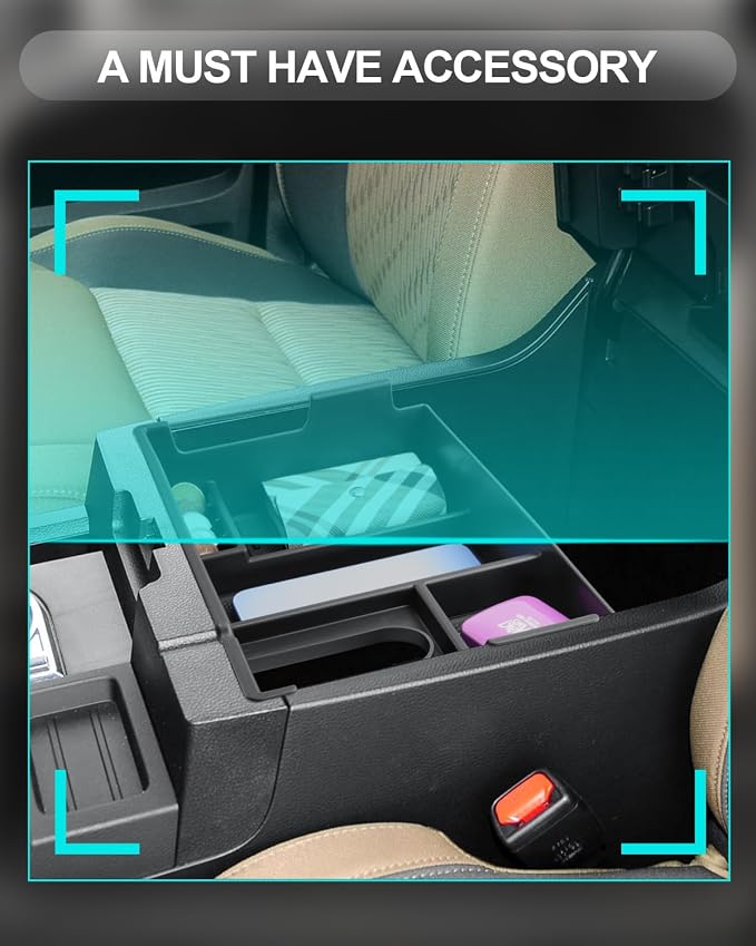 CDEFG for 2007-2021 Toyota Tundra/2008-2020 Sequoia Center Console Organizer Accessory Middle Console Half Size Tray Armrest Storage Box - Full Console w/Bucket Seats ONLY
