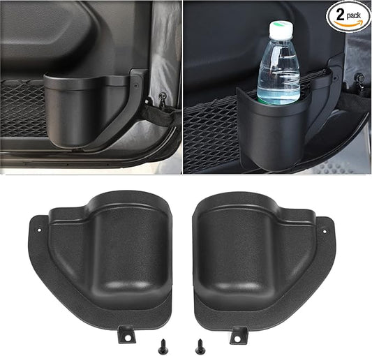 YOCTM 2-PACK Front Door Organizer Tray For 2018 2019 2020 2021 2022 2023 2024 2025 Jeep Wrangler JL JLU Rubicon Sport Sahara Gladiator JT 4EX Interior Storage Box Accessories Black (Front Door Tray)