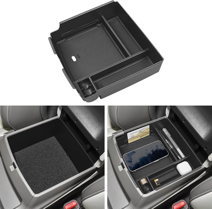 Center Console Organizer Compatible with Kia Carnival 2026 2025 2024 2023 2022 (LX/LXS/EX/SX/SX Prestige) Accessories Black ABS Plastic Material Armrest Secondary Storage Box