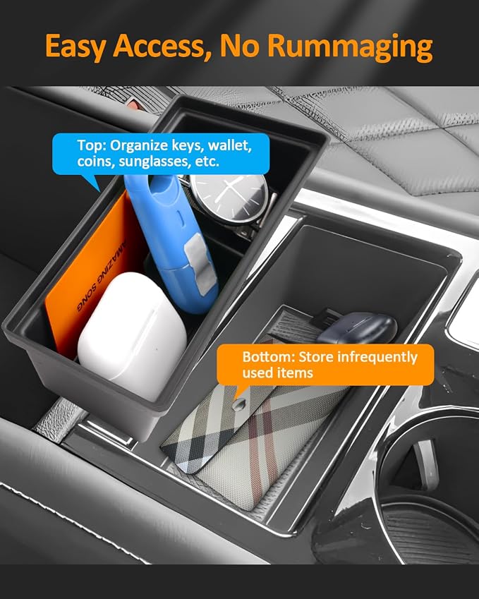 CDEFG for Volkswagen Atlas 2024 2025 Center Console Organizer Tray Accessories Armrest Front Storage Box Insert Tray (for Volkswagen Atlas Armrest Center Organizer