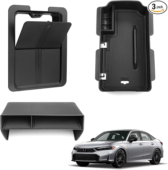 Thenice for 11th Gen Civic Center Console Organizer Armrest Box Tray Glovebox Hidden Storage Compartment Compatible with Honda Civic 2026 2025 2024 2023 2022 Accessories -3PCS