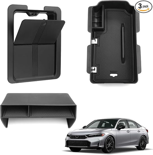 Thenice for 11th Gen Civic Center Console Organizer Armrest Box Tray Glovebox Hidden Storage Compartment Compatible with Honda Civic 2026 2025 2024 2023 2022 Accessories -3PCS