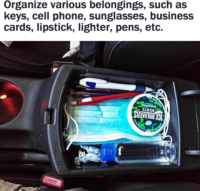 TACORBO Center Console Organizer Compatible with KIA Soul 2020 2021 2022 2023 2024 2025 Accessories Armrest Glove Box Secondary Storage, ABS Materials Insert Tray,Black
