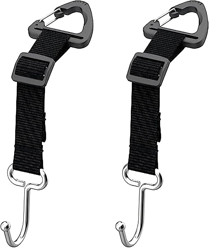 Car Headrest Hooks 2 Pack, Heavy Duty Metal Purse Holder for Car, Adjustable Seat Back Organizer for Handbags, Grocery Bags & Accessories, Universal Fit Front & Rear Seats