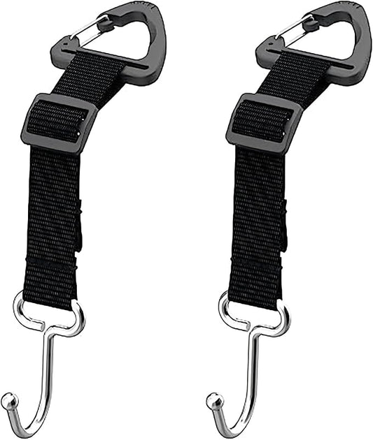 Car Headrest Hooks 2 Pack, Heavy Duty Metal Purse Holder for Car, Adjustable Seat Back Organizer for Handbags, Grocery Bags & Accessories, Universal Fit Front & Rear Seats