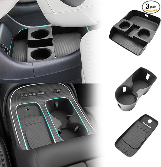 SHAOHAO 3 Pcs for 2026 Hyundai Palisade Lower Organizer for 2026 Hyundai Palisade Accessories Under Console Organizer & Cup Holder & Charging Mat 2026 Palisade LX3 Buttom Insert Box (Only for 7-Seat)