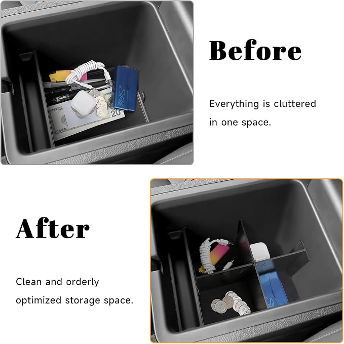 4PCS Center Console Organizer Compatible with Honda 2023-2025 2026 Pilot & 2026 Passport Accessories Armrest Divider Hidden Storage Box Organizer Divider Compartment Tray