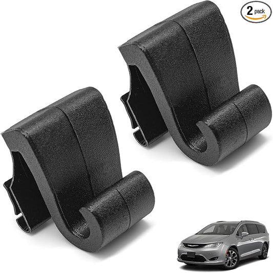 Door Sun Shade Hook Clips, Compatible with Chrysler Voyager 2017-2022, Pacifica 2017-2022, Window Shade Hook Replace OE #5XR76DX9AA (2 pcs Black)