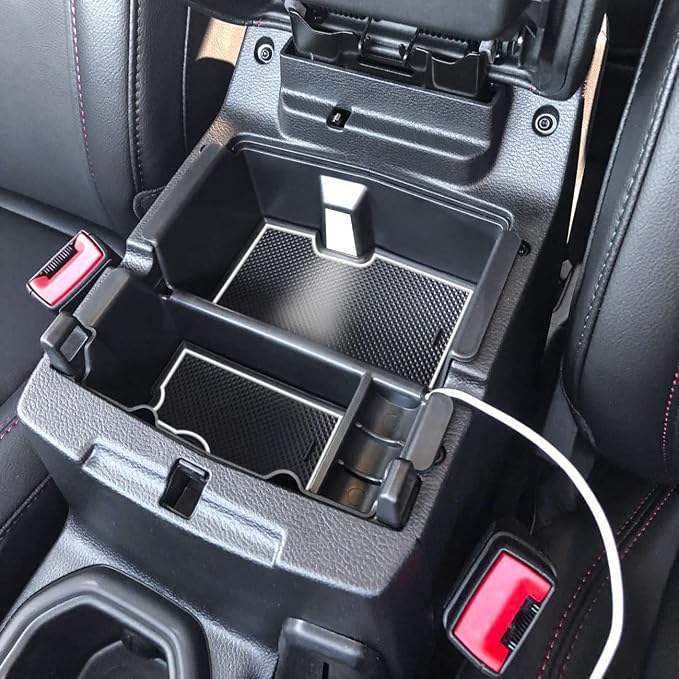 Center Console Organizer Compatible with Jeep Wrangler JL & JLU 2018 2019-2024 2025 2026 Accessories, Gladiator JT Truck 2020 2021 2022 2023-2026 Insert Tray Armrest Storage Box, White