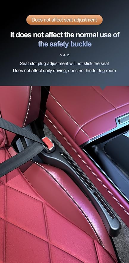 Car Seat Gap PU Filler Set of 2，Stop Things from Dropping，Filler with Organizer & Hook Function,Fill The Gap Between Seat & Console (Beige)