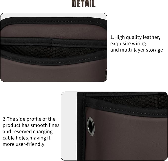 JEYODA Car Seat Side Storage Pocket, Small Organizer,PU Leather Multifunctional Console Side Organizer Bag for Phone, keys, sunglass,wallet,ect (Brown)
